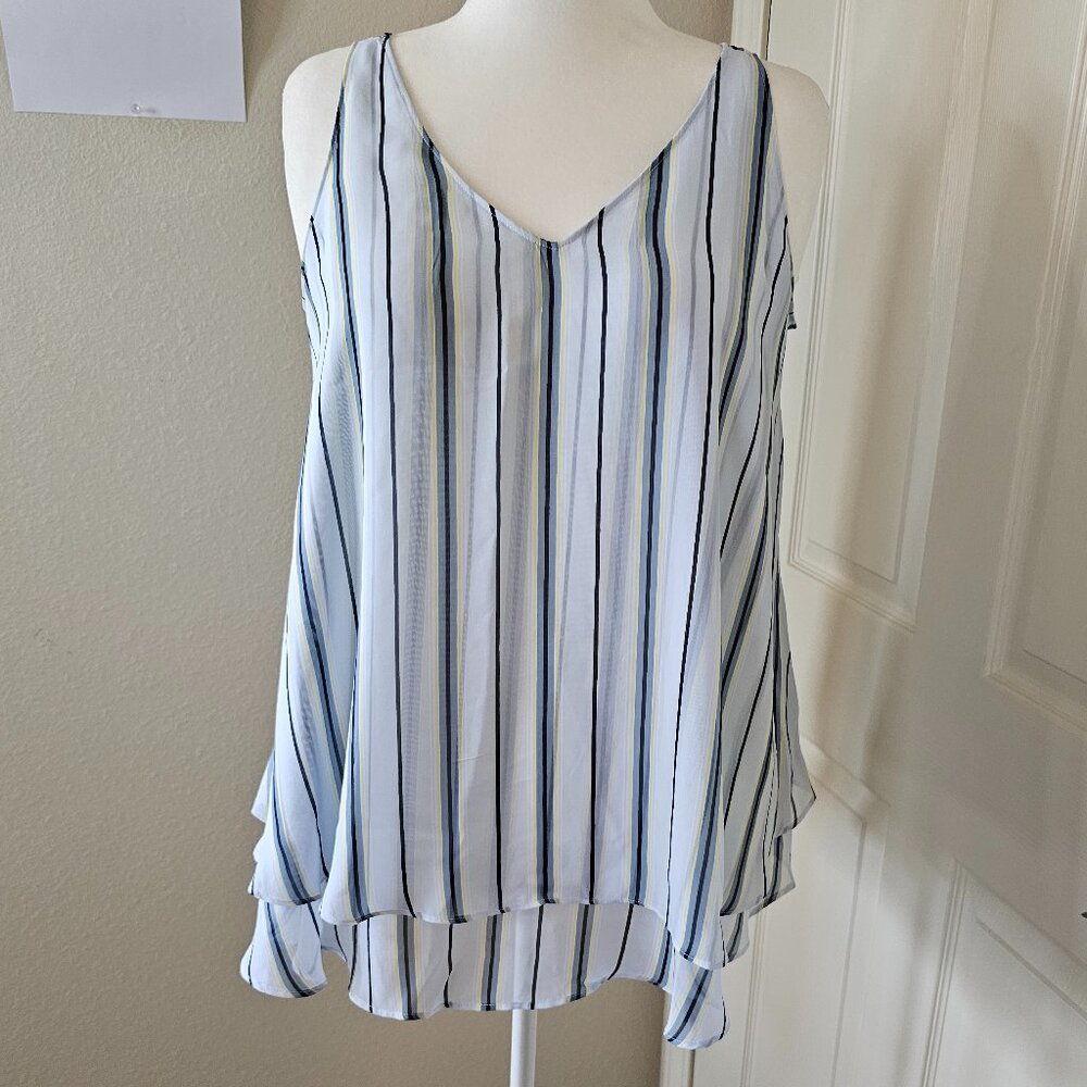 Lane Bryant Women's Modern Swing Double-Layer Chiffon Striped Tank